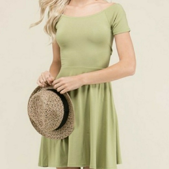 SALE❣️ Sage Simple Flare Cross Back Dress >> - Picture 5 of 5